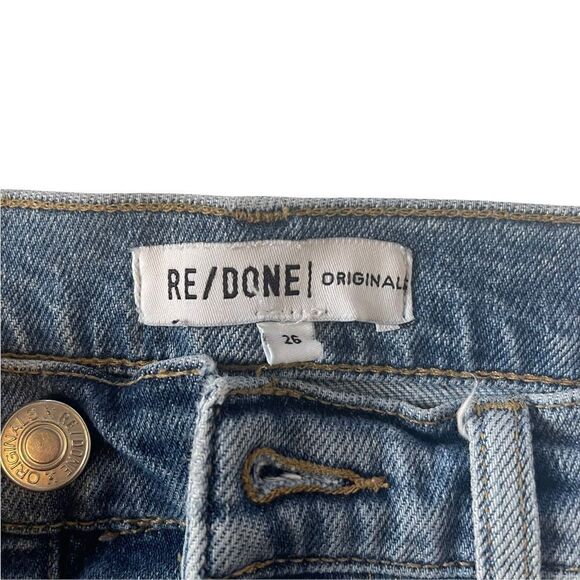 RE/DONE Stove Pipe High Rise Straight Leg Jeans LivedLight Wash - Size 26 - Picture 8 of 14